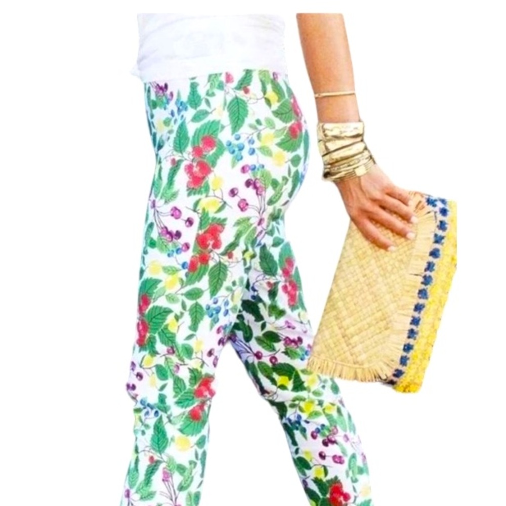 J. McLaughlin Orchid Farms Berry Print Skinny Cropped Margot Pants